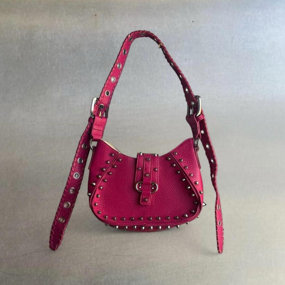 Urban Outfitters Fuchsia Studded Leather Shoulder Bag